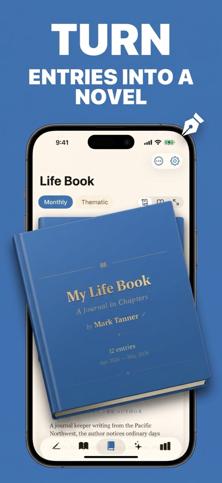 The Life Book interface: chapters being assembled from entries